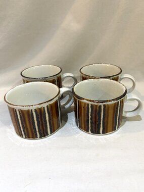Set of 4 Midwinter Stonehenge Earth Fine Tableware Teacups Staffordshire England